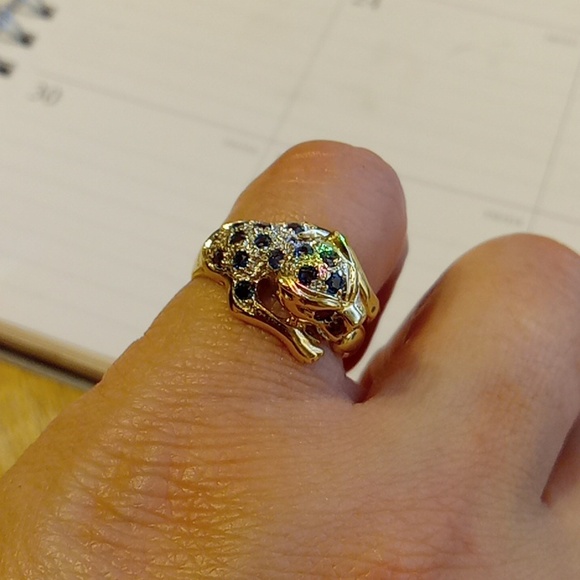 14k panther sapphire and ruby ring - Picture 2 of 4